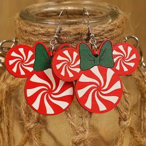 3/$10~Minnie Mouse Peppermint Swirl Earrings